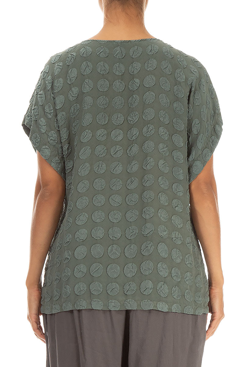 Bubble Sage Silk Blouse 2