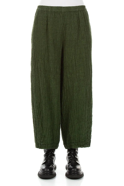 Bubble Shamrock Green Mélange Linen Trousers
