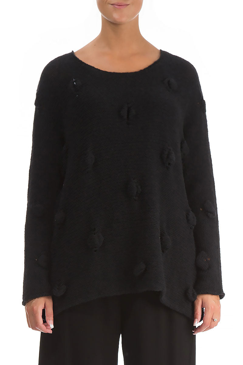 Bubbles Decorated Black Wool Sweater