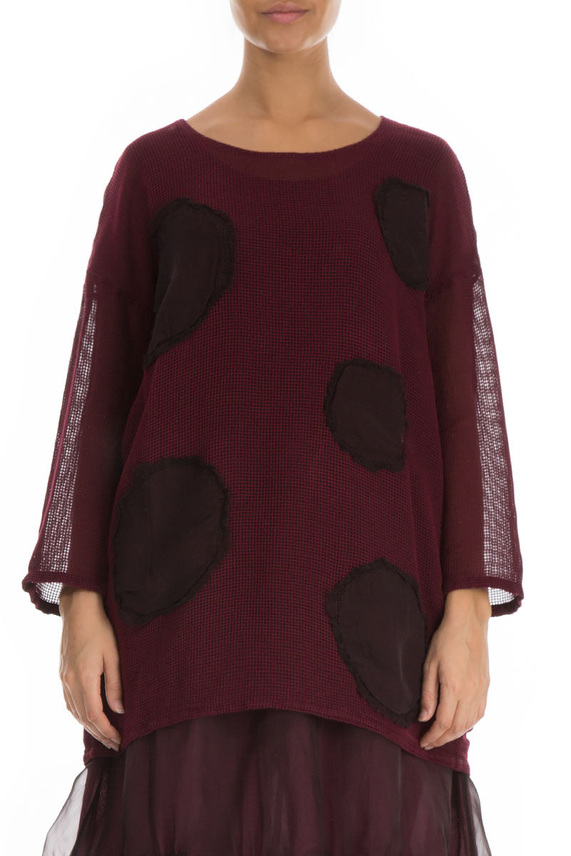 Bubbles Mesh Wine Silk Tunic