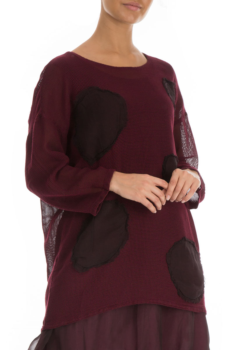 Bubbles Mesh Wine Silk Tunic