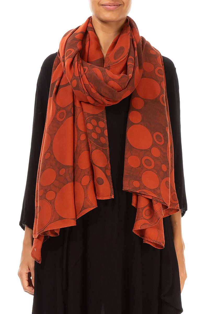 Bubbles Print Brick Silk Scarf