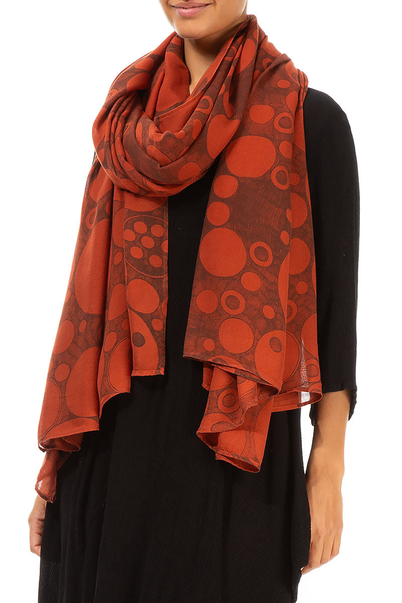 Bubbles Print Brick Silk Scarf