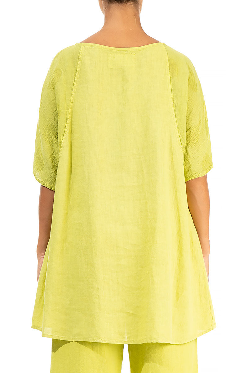 Bubbles Sleeves Yellow Linen Blouse