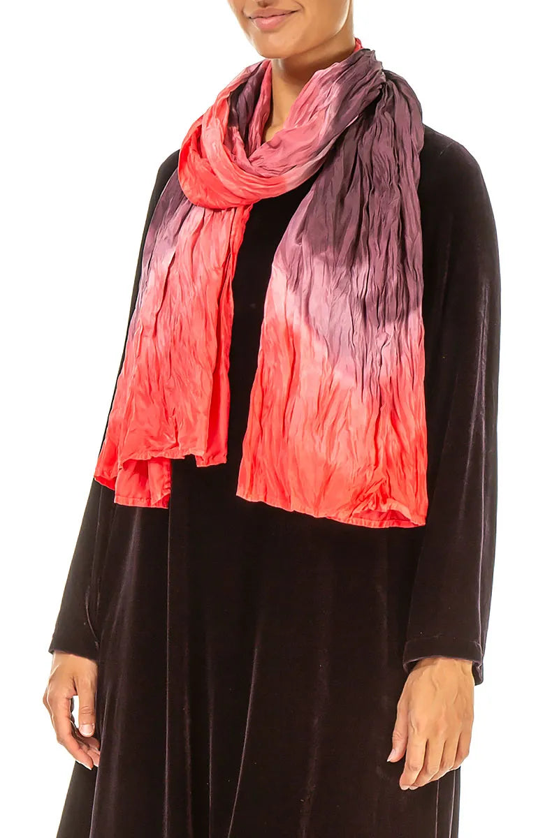 Burgundy Flame Ombré Pure Silk Scarf 3