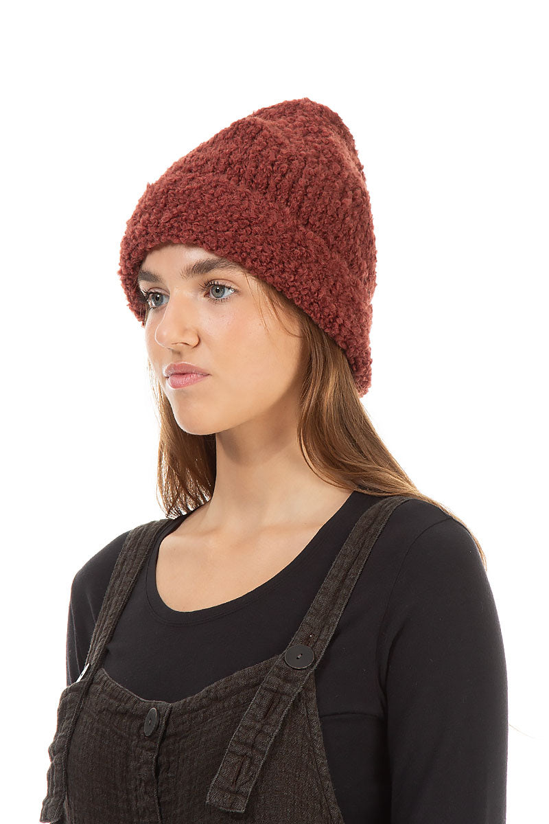 Burnt Brick Alpaca Wool Beanie Hat