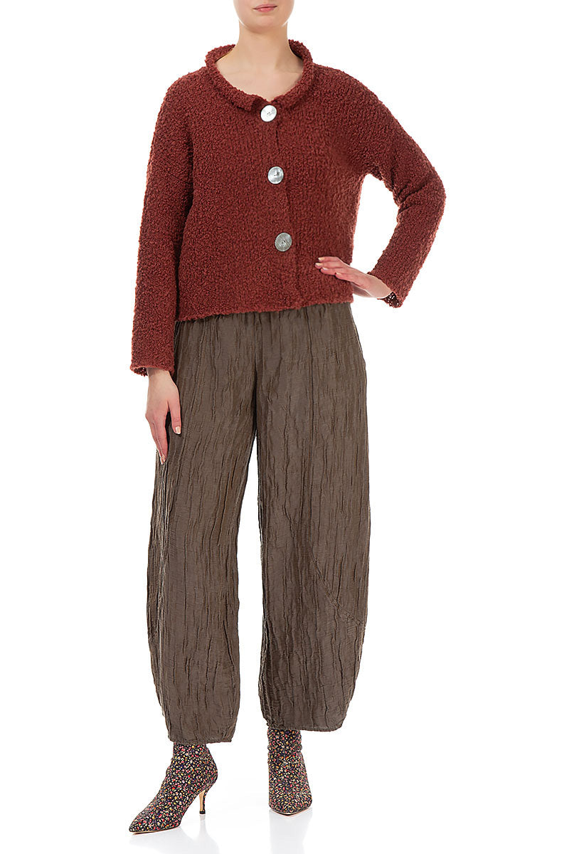 Burnt Brick Alpaca Wool Cardigan 4