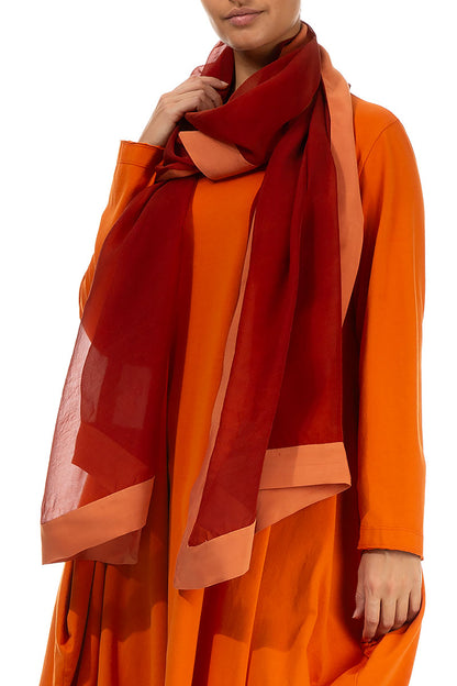 Burnt Orange Silk Chiffon Scarf