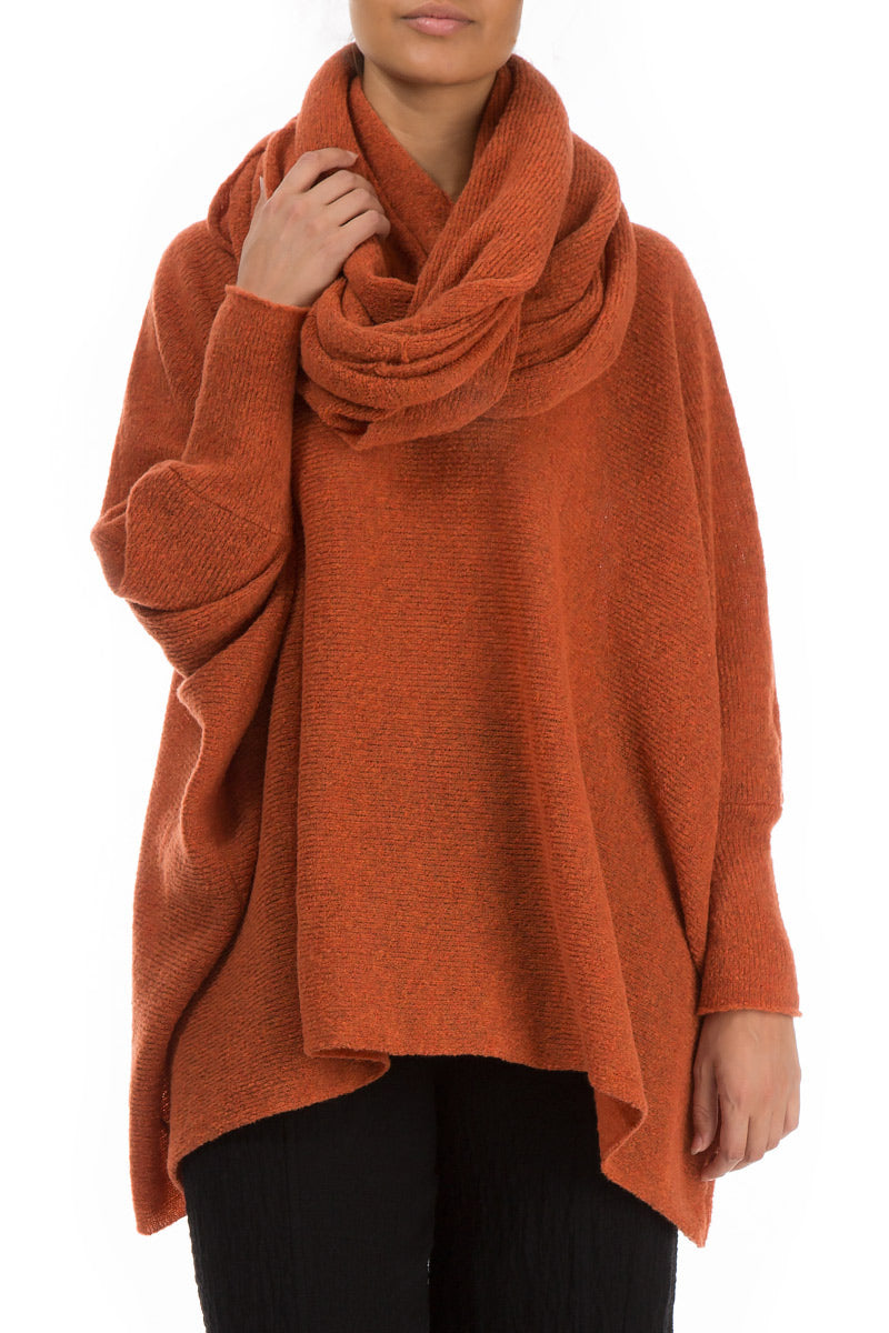 Burnt Orange Wool Infinity Scarf