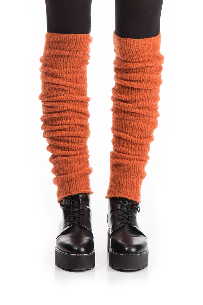 Burnt Orange Wool Leg Warmers