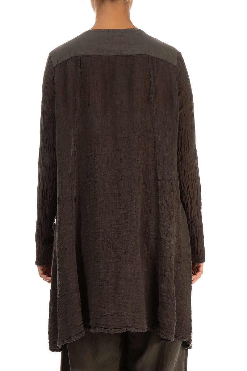 Button-Up Brown Linen Tunic