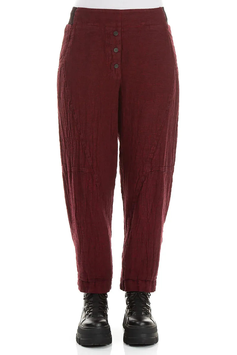 Button Front Ruby Mélange Linen Trousers