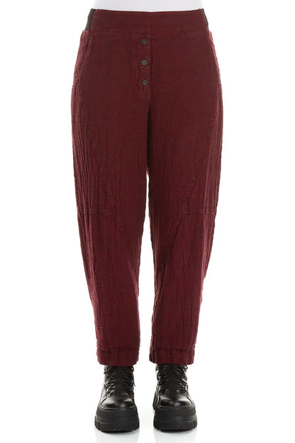 Button Front Ruby Mélange Linen Trousers