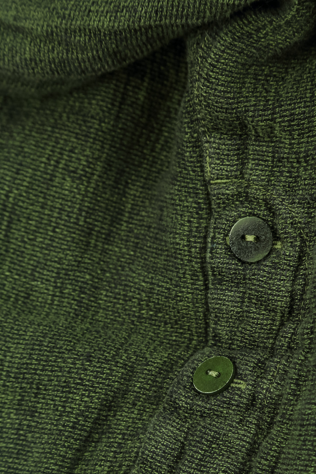 Button Front Shamrock Green Mélange Linen Trousers 6