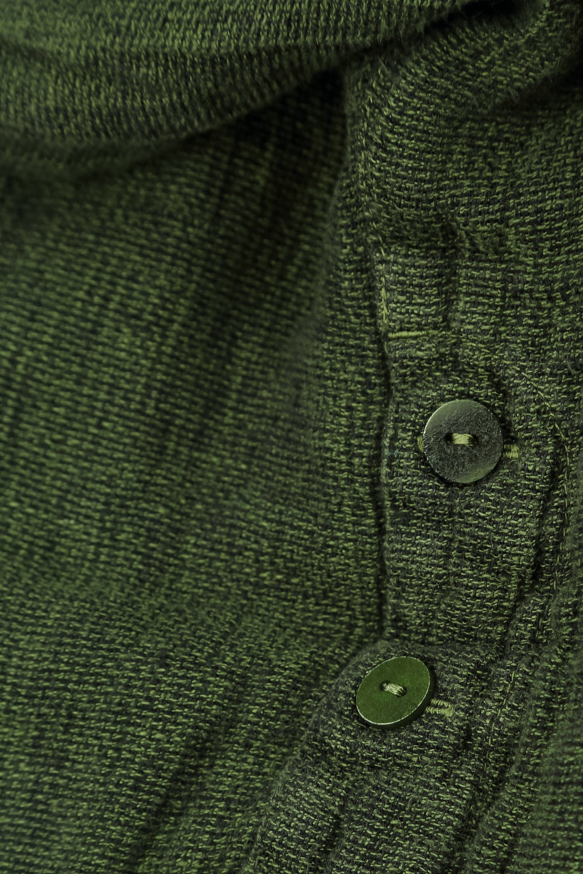 Button Front Shamrock Green Mélange Linen Trousers