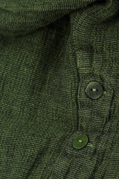 Button Front Shamrock Green Mélange Linen Trousers