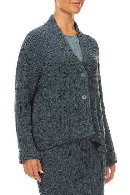 Button Slate Textured Silk Linen Jacket 3