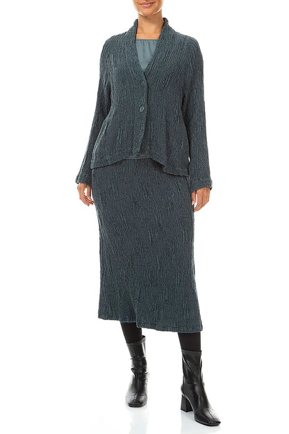 Button Slate Textured Silk Linen Jacket 4