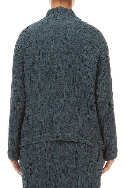 Button Slate Textured Silk Linen Jacket 2
