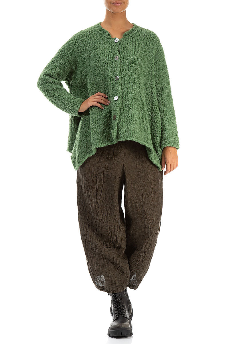 Buttoned Sage Green Alpaca Wool Cardigan