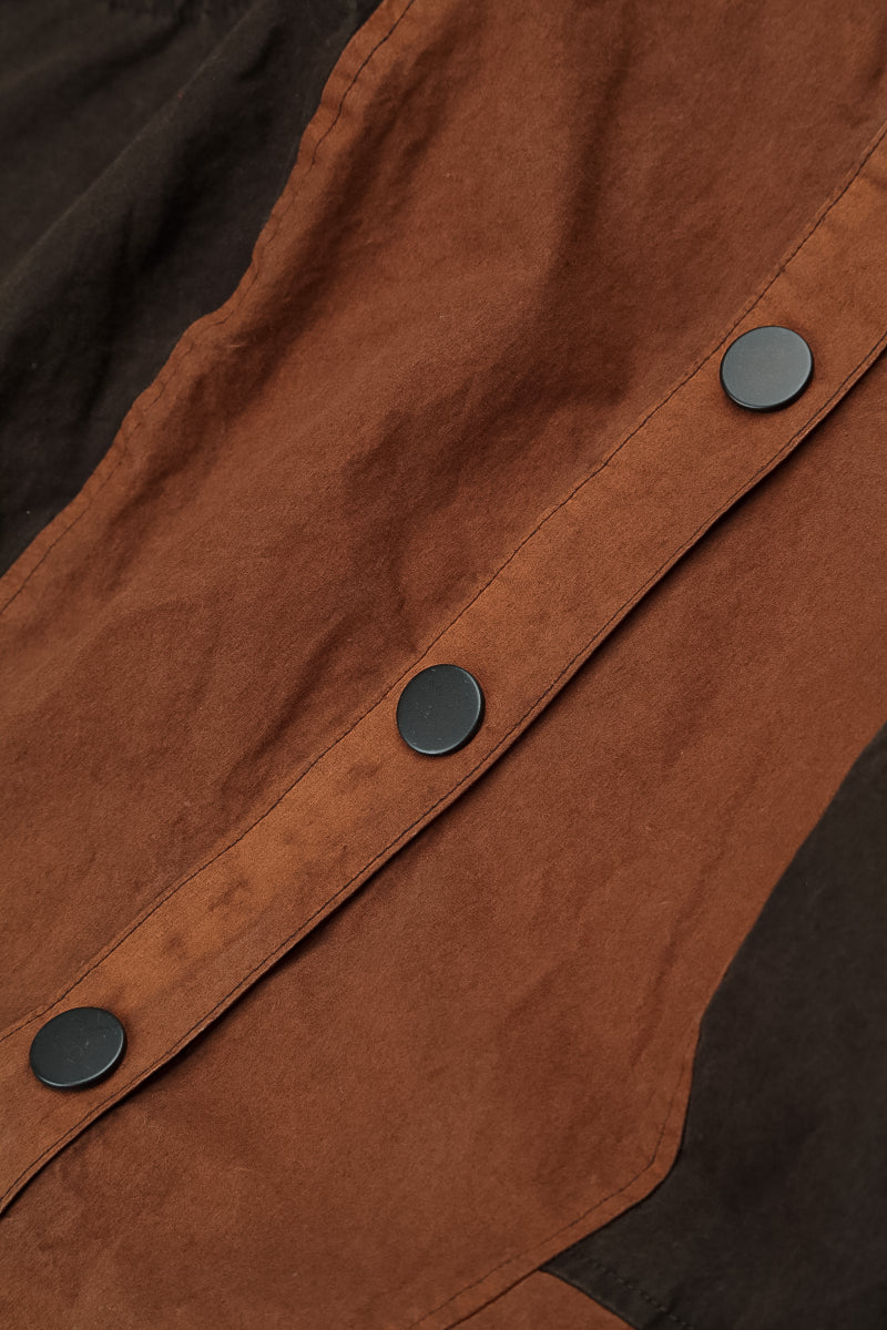 Buttoned Aged Copper Cotton Pinafore Dress 5