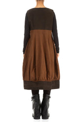 Buttoned Aged Copper Cotton Pinafore Dress 2