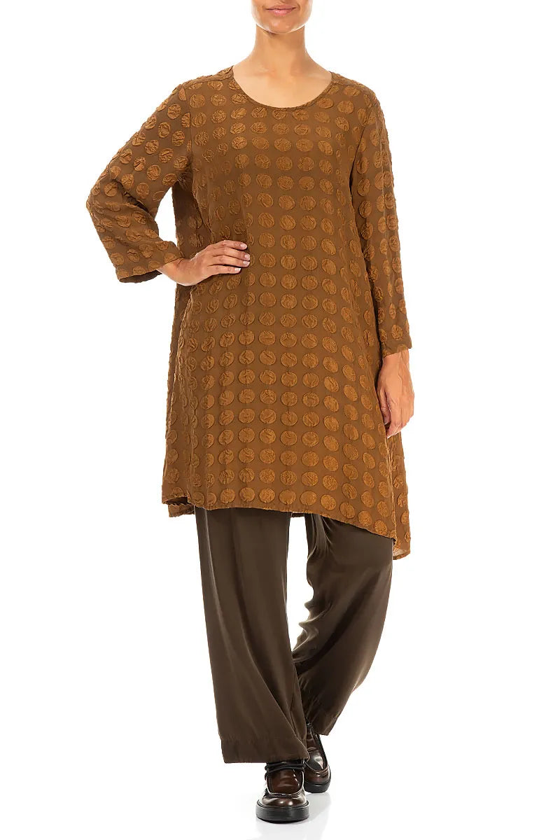 Buttoned Back Bubble Aged Copper Silk Tunic 4