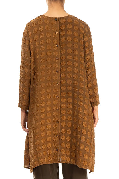 Buttoned Back Bubble Aged Copper Silk Tunic 2