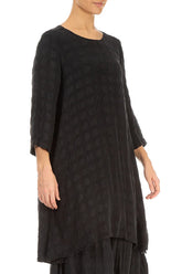 Buttoned Back Bubble Black Silk Tunic 3
