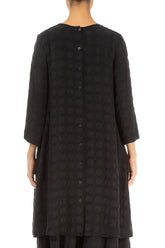Buttoned Back Bubble Black Silk Tunic 2