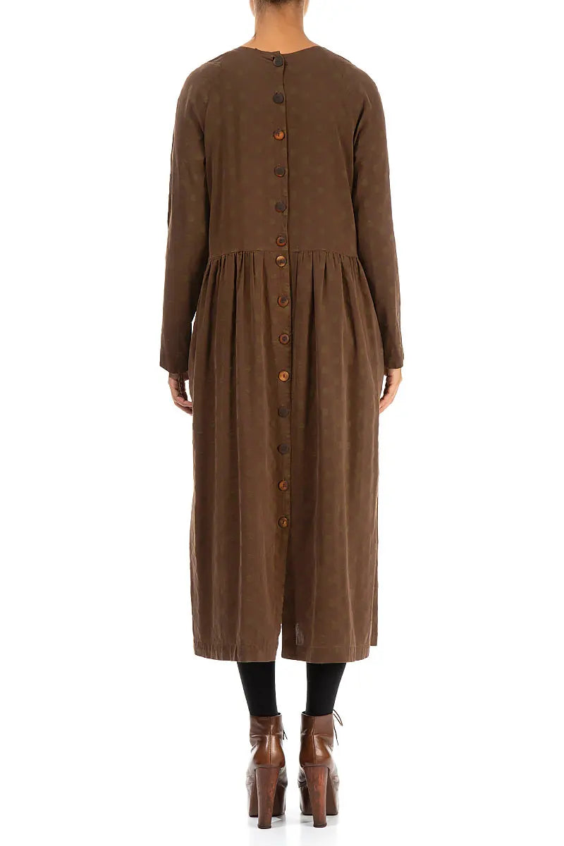 Buttoned Back Dotty Aged Copper Silk Dress 2