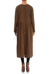 Buttoned Back Dotty Aged Copper Silk Dress 2