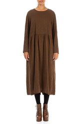 Buttoned Back Dotty Aged Copper Silk Dress 1