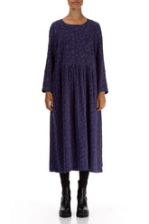 Buttoned Back Rings Royal Purple Silk Dress 1