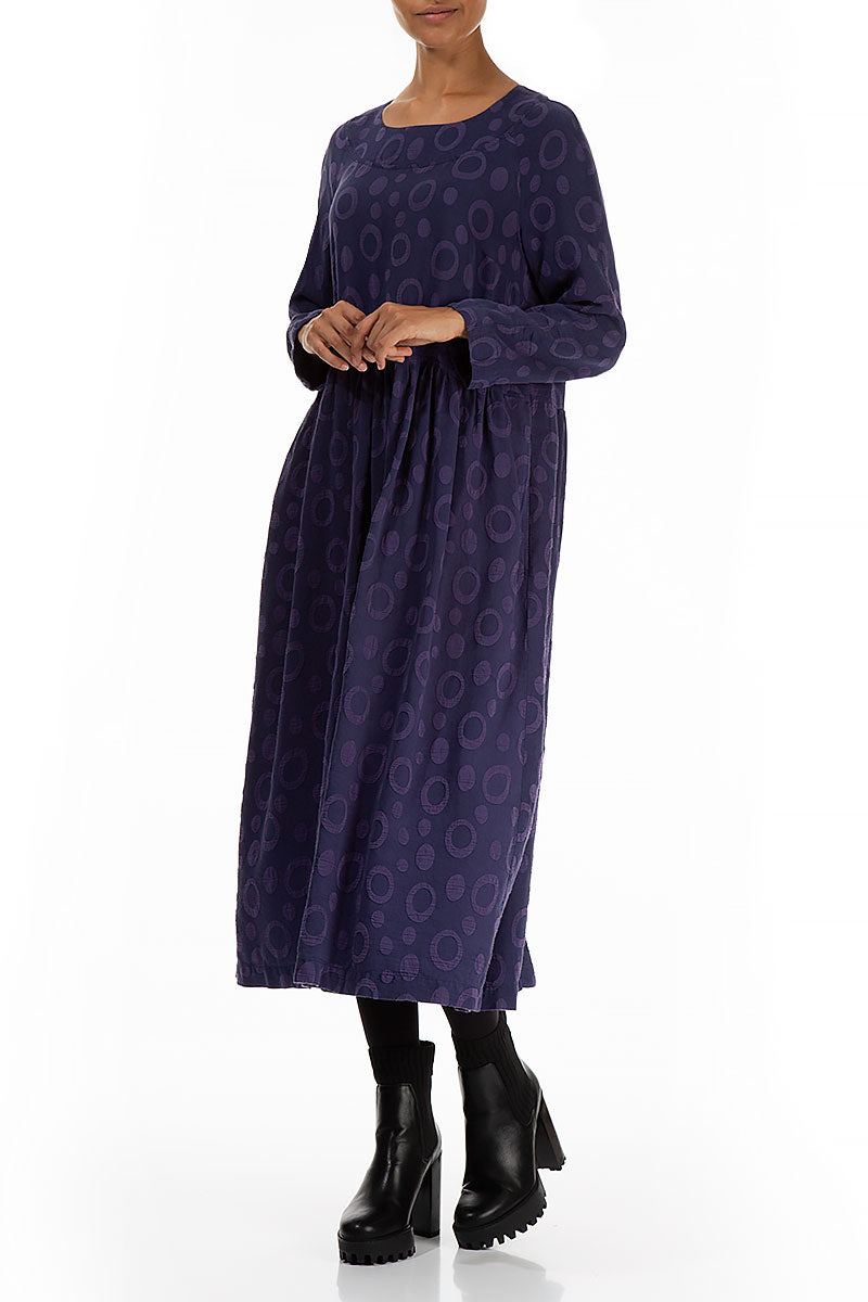 Buttoned Back Rings Royal Purple Silk Dress 4