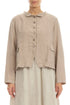 Buttoned Beige Linen Jacket 1