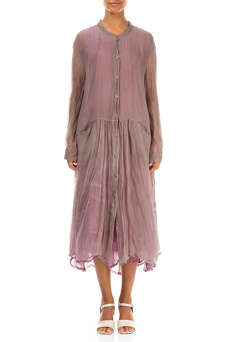 Buttoned Beige Silk Chiffon Jacket 1