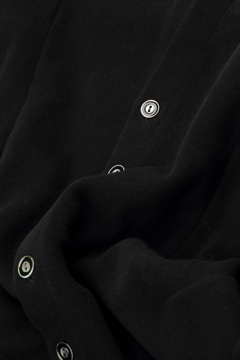 Buttoned Black Cotton Jersey Jacket