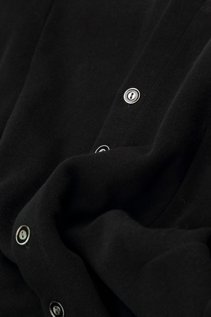 Buttoned Black Cotton Jersey Jacket
