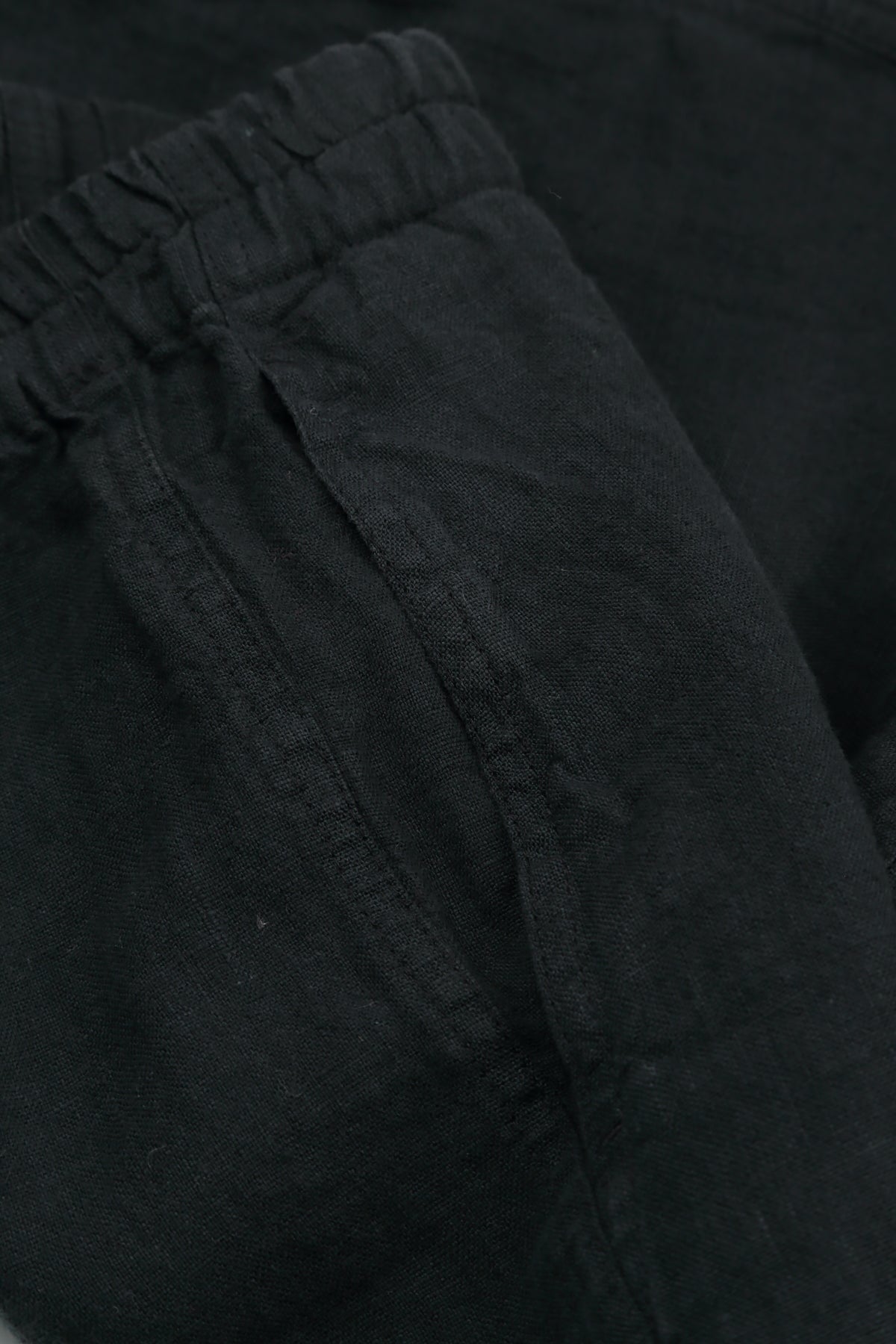 Buttoned Black Linen Trousers