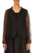 Buttoned Short Black Silk Chiffon Jacket 1