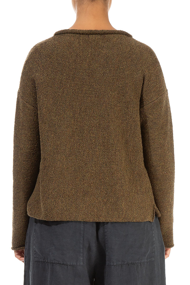 Buttoned Brown Wool Cardigan