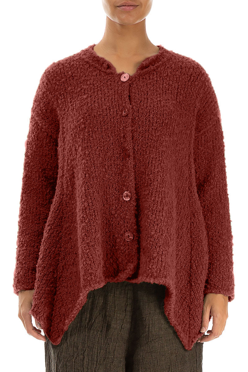 Buttoned Burnt Brick Alpaca Wool Cardigan