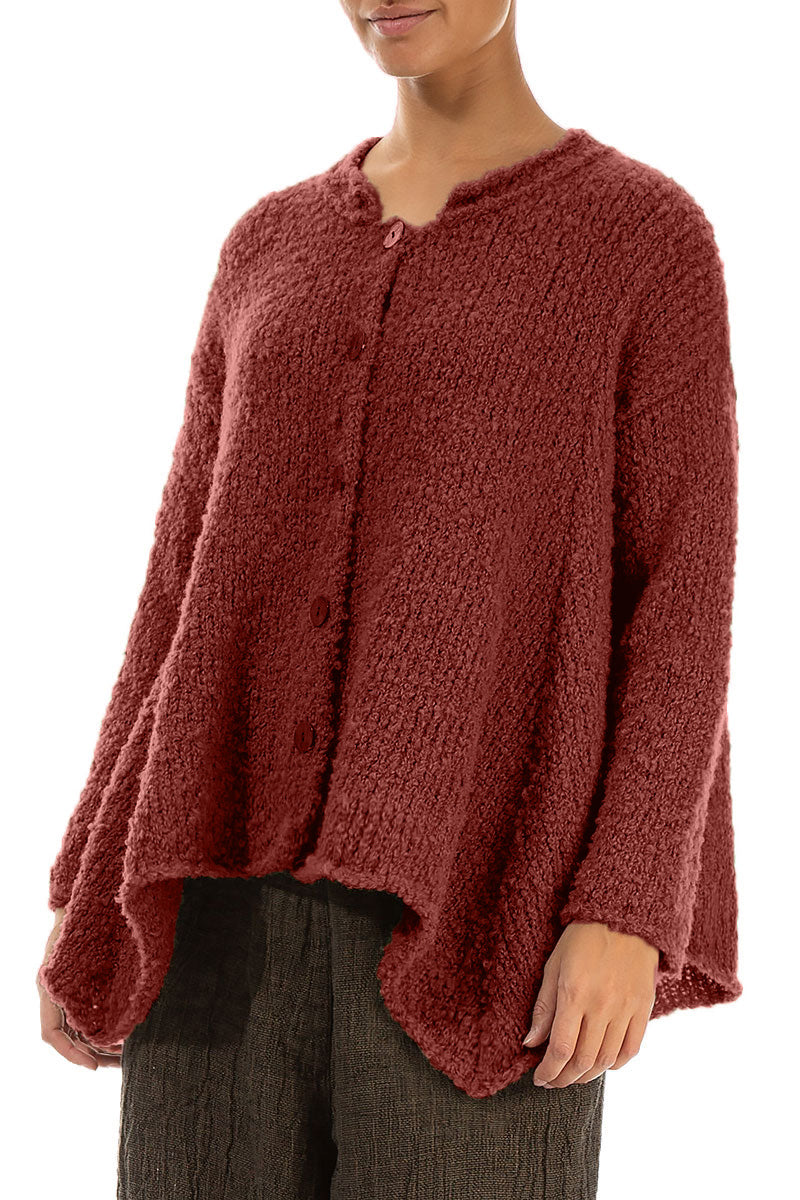 Buttoned Burnt Brick Alpaca Wool Cardigan