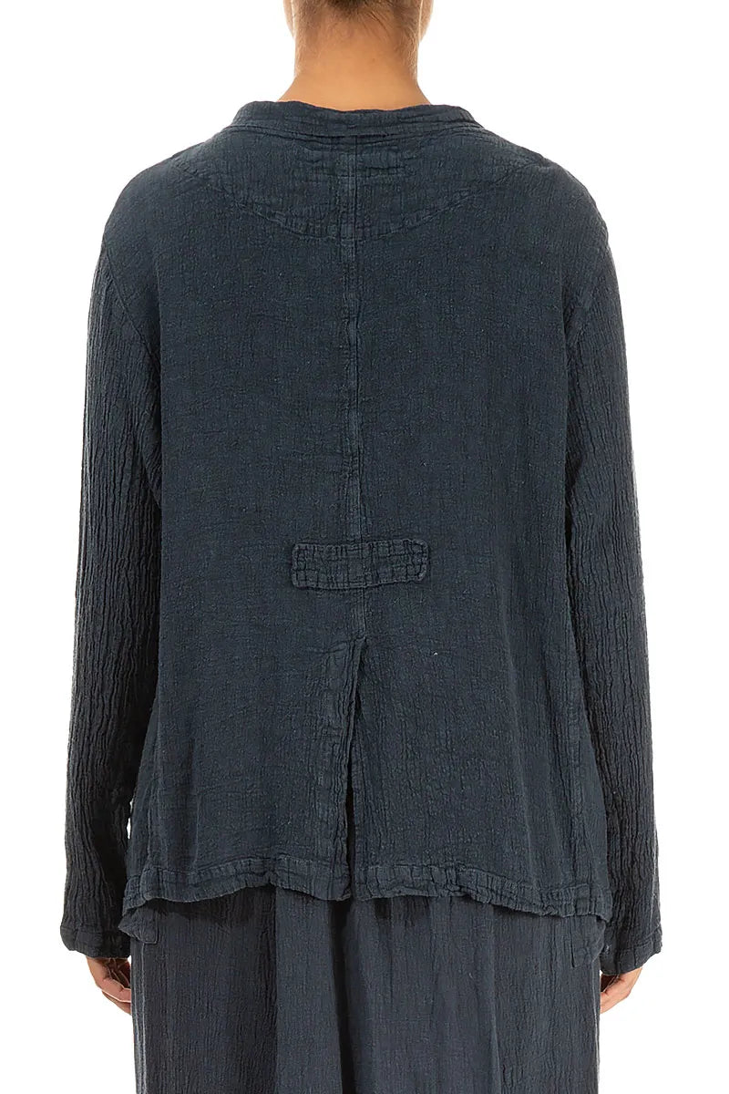 Buttoned Charcoal Linen Viscose Jacket 2