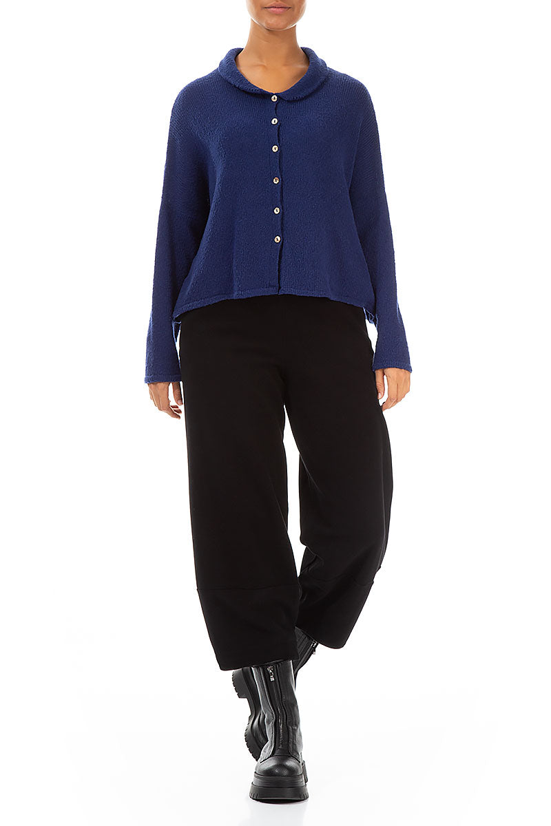 Buttoned Cobalt Blue Wool Cardigan