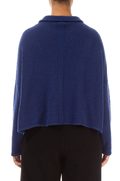 Buttoned Cobalt Blue Wool Cardigan