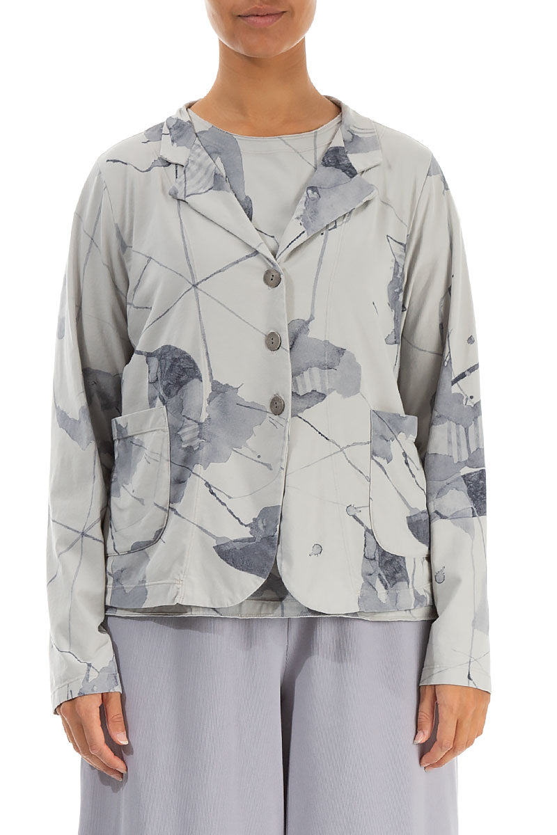 Buttoned Cream Grey Mirage Cotton Jacket
