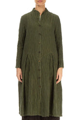 Buttoned Crinkled Forest Mist Silk Jacket 1