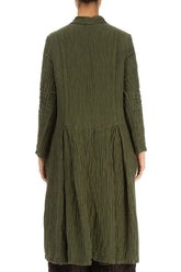 Buttoned Crinkled Forest Mist Silk Jacket 2